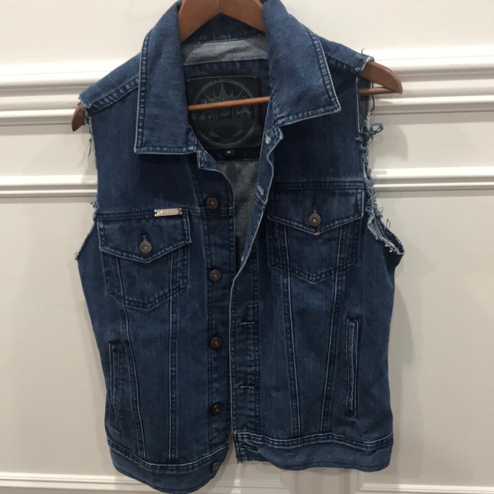 Moose Knuckels, men denim jean vest, Size M